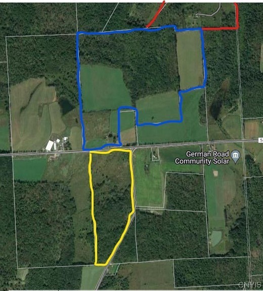5965 Staley Road Cincinnatus, NY 13040 - Photo 1 of 1 Blue is Staley Rd property, Yellow is German Rd pr