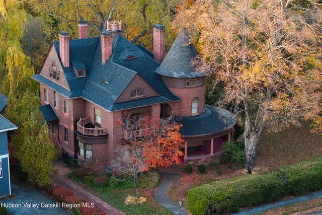 an aerial view of a house