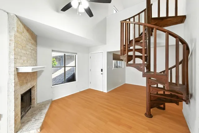 a view of a livingroom with a fireplace