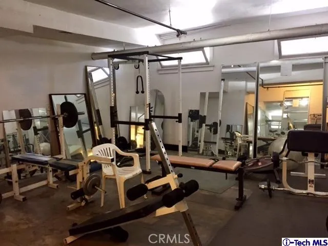 a view of a room with gym equipment