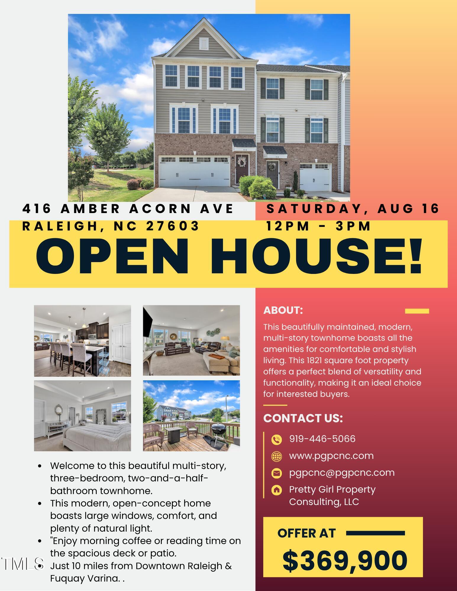 416 Amber Acorn Avenue Raleigh, NC 27603 - Photo 40 of 43 Open House Flyer - Aug 16
