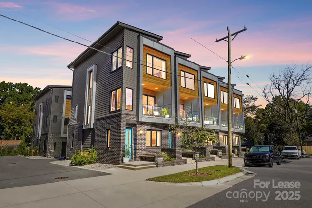 a front view of a building with street view