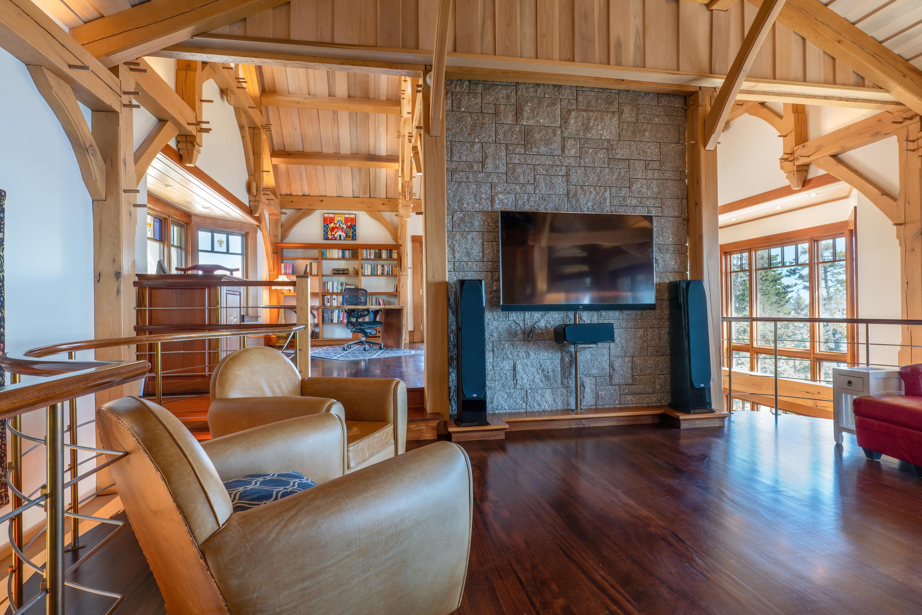 180 Abrams Mountain Road Islesboro, ME 04848 - Photo 31 of 62 Media room surrounded by beauty.