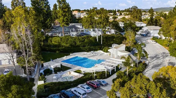 an outdoor space with furniture