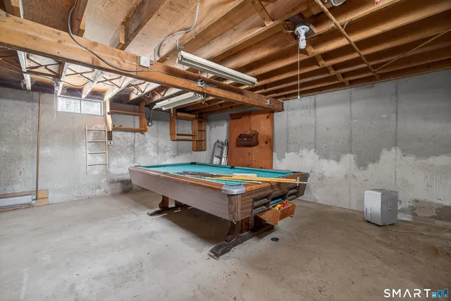 a room with pool table