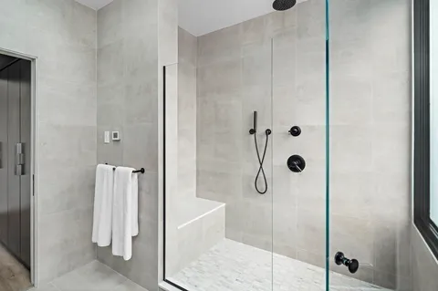 a bathroom with a shower