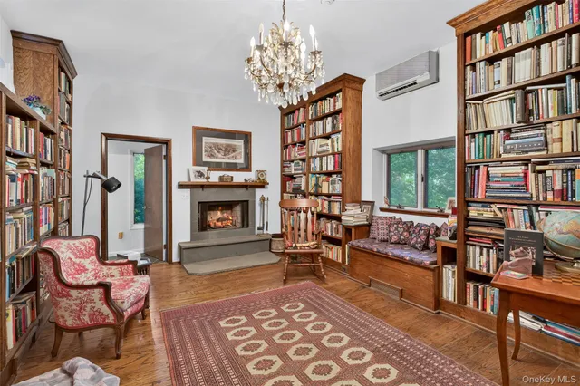 a view of a balcony with wooden floor