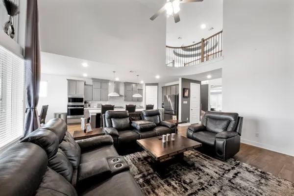 a living room with furniture