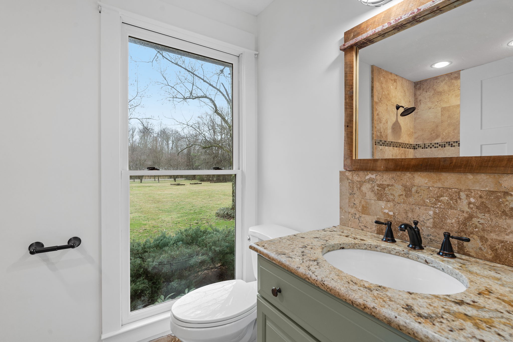 4462 Harpeth School Road Franklin, TN 37064 - Photo 13 of 45 a bathroom with a granite countertop sink mirror vanity and toilet
