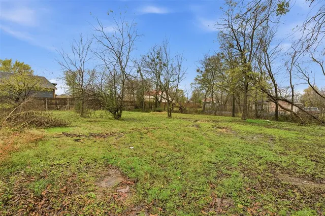 a view of outdoor space with trees all around