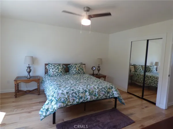 a room with a bed and a table