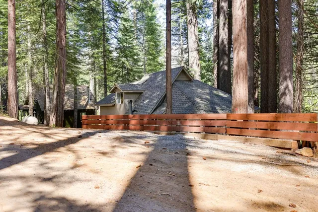 a view of a yard with trees