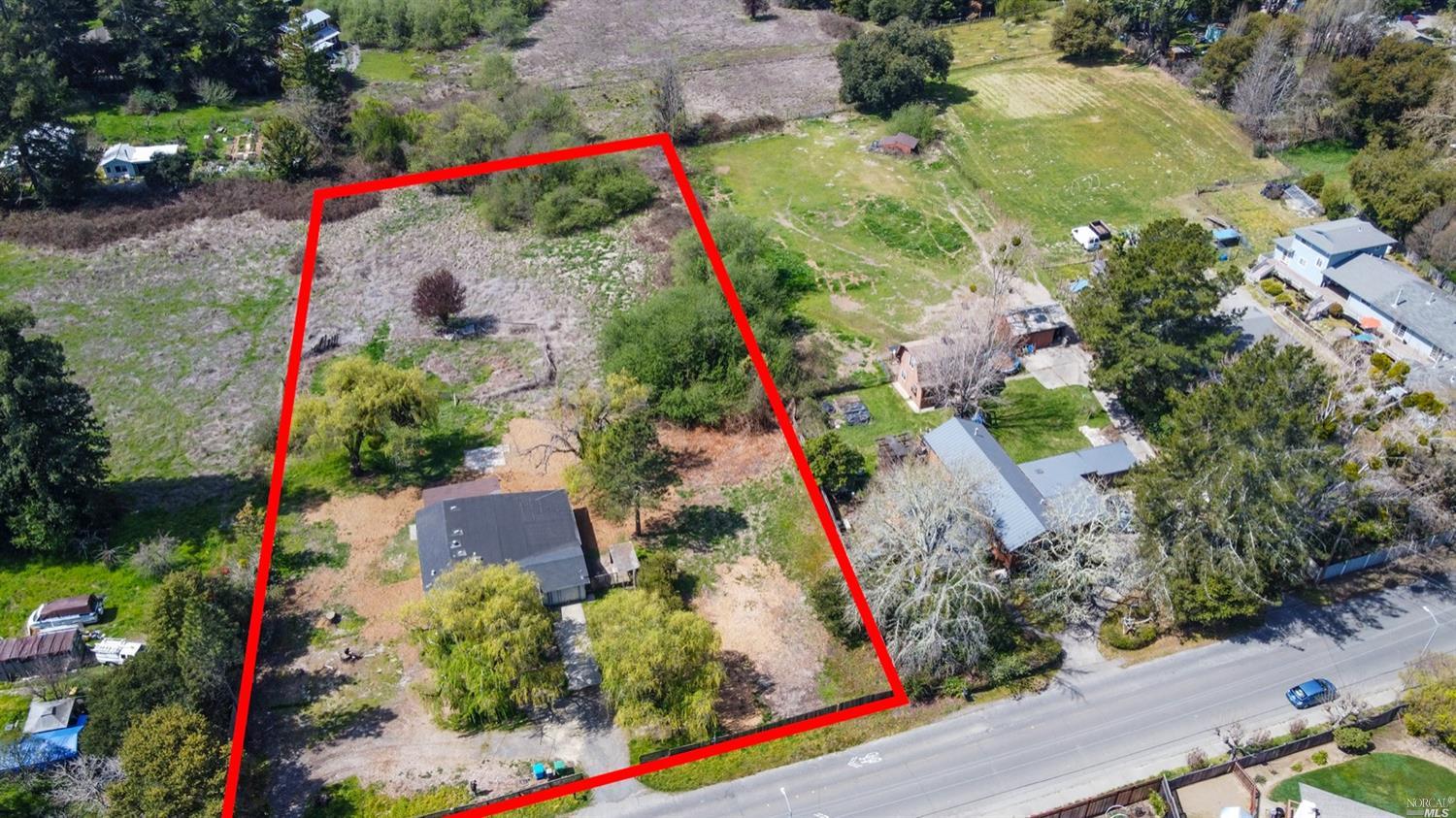 an aerial view of a house