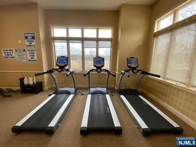 a view of a room with gym equipment