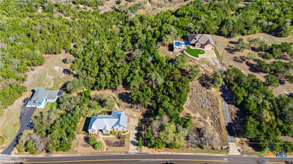 1025 Flaman Road Canyon Lake, TX 78133 - Photo 21 of 31 an aerial view of a house with a yard and large trees