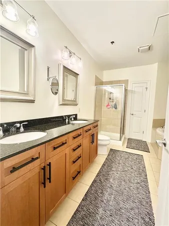 a bathroom with a bathtub