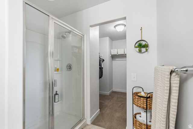 7685 Timber Country Road Eagle Mountain, UT 84005 - Photo 17 of 39 Shower stall with glass enclosure and chrome fixtures