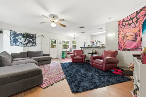 a living room with furniture