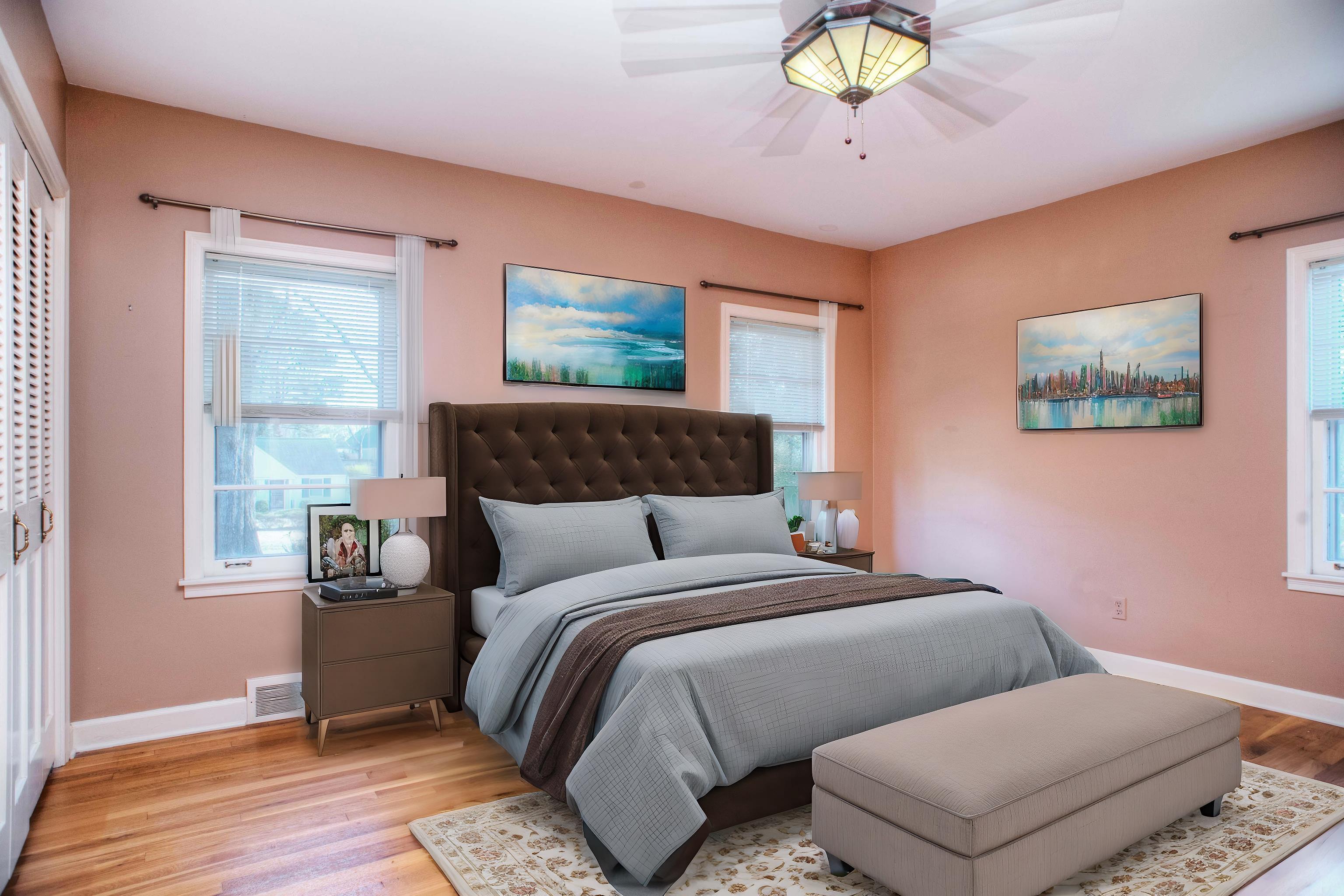 5270 Cole Road Memphis, TN 38120 - Photo 12 of 20 15x11 BEDROOM 2 with Hardwood Floor and Ceiling Fan. This photo is virtually staged