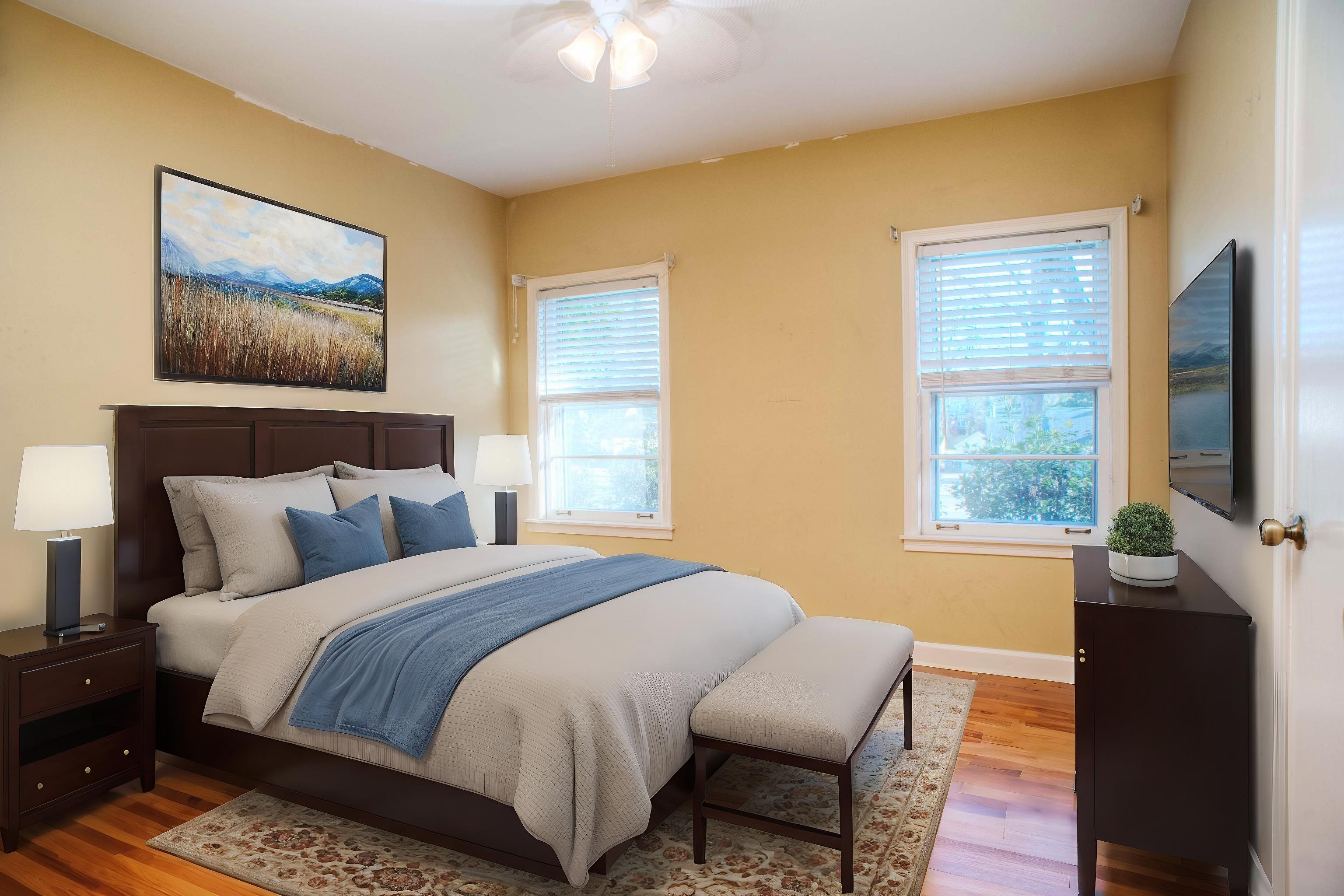 5270 Cole Road Memphis, TN 38120 - Photo 15 of 20 BEDROOM 3 - Also with Hardwood Floor and Ceiling Fan. This photo is virtually staged.