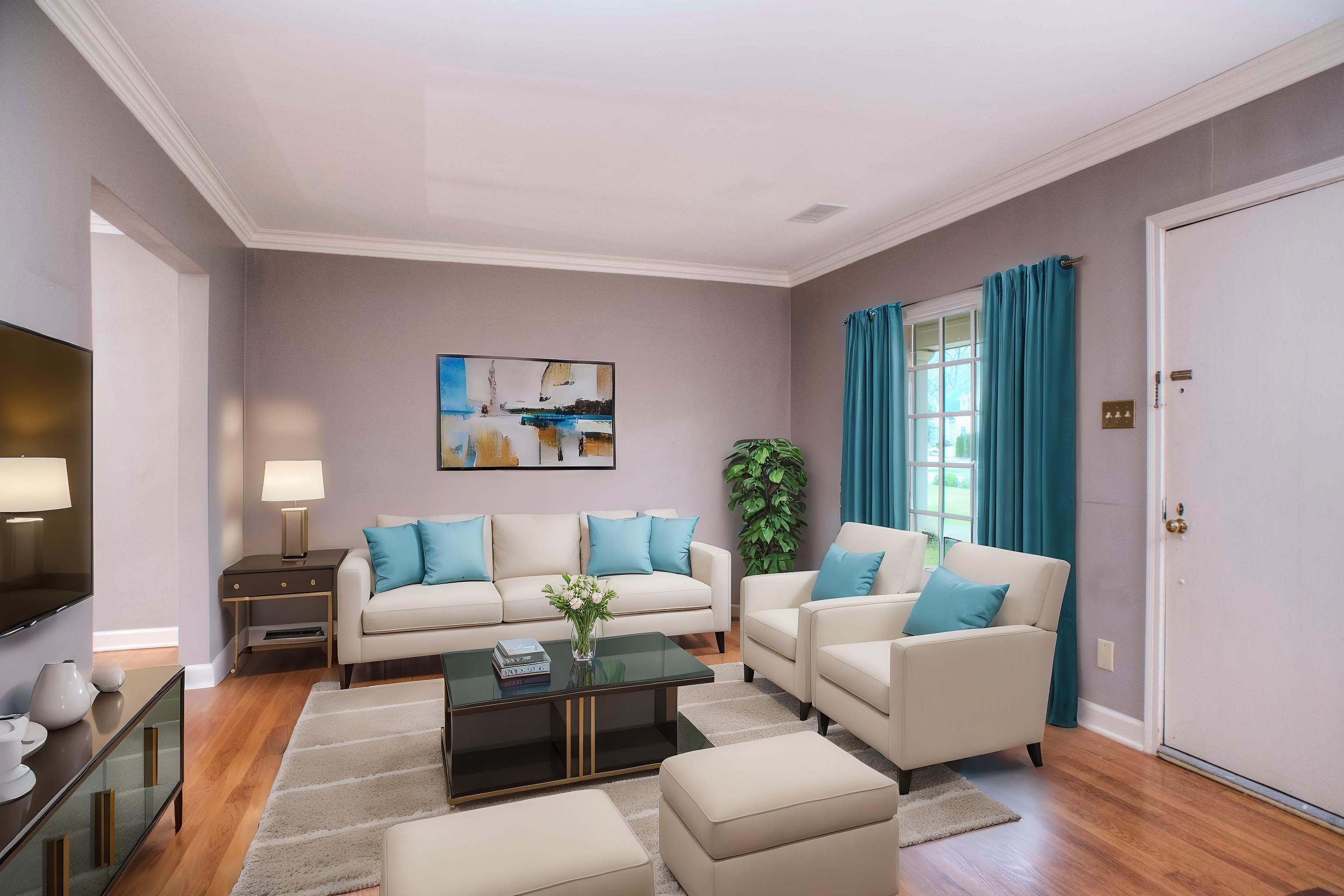5270 Cole Road Memphis, TN 38120 - Photo 3 of 20 19x12 LIVING ROOM - This Beautiful 19x12 Living Room Features Gleaming Hardwood Floors and Elegant Crown Molding. A Large Front Window Provides an Abundance of Natural Light. This photo is virtually staged.