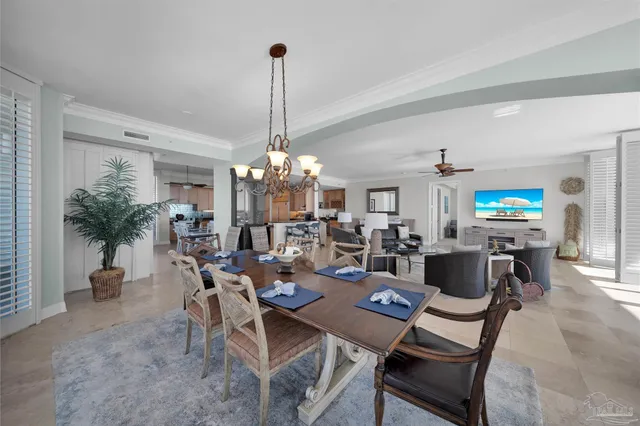 a view of a dining room and livingroom view