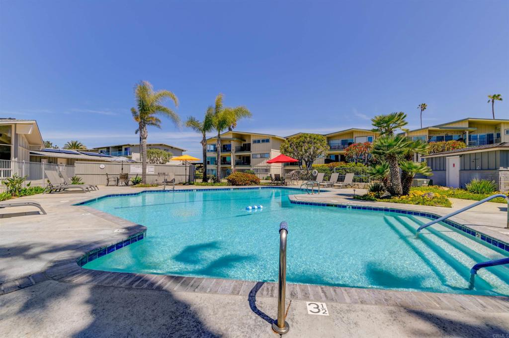 640 West Solana Circle, Unit 1 Solana Beach, CA 92075 - Photo 30 of 42 a view of a swimming pool with a patio