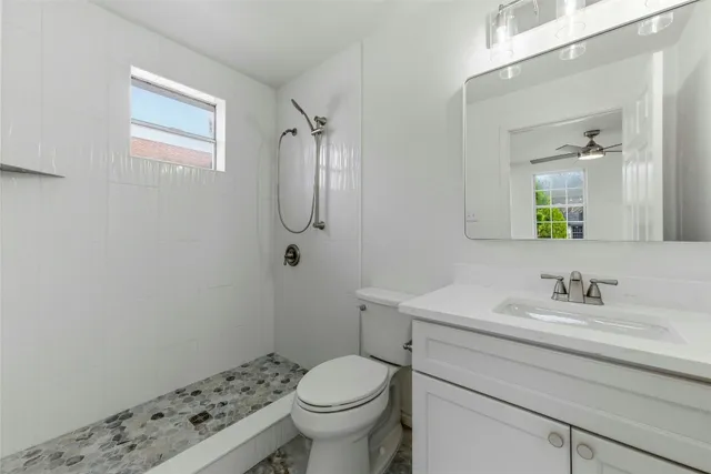 a bathroom with a sink toilet and mirror