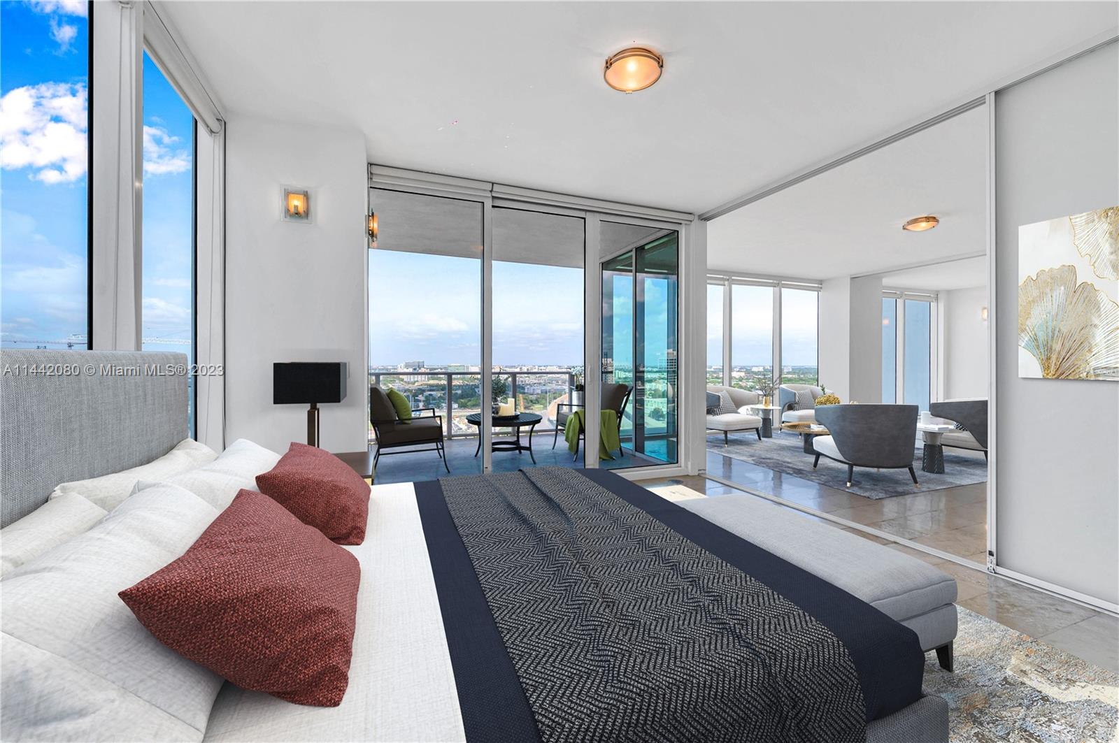 1040 Biscayne Boulevard, Unit 2107 Miami, FL 33132 - Photo 16 of 50 a large bedroom with a large bed and large windows