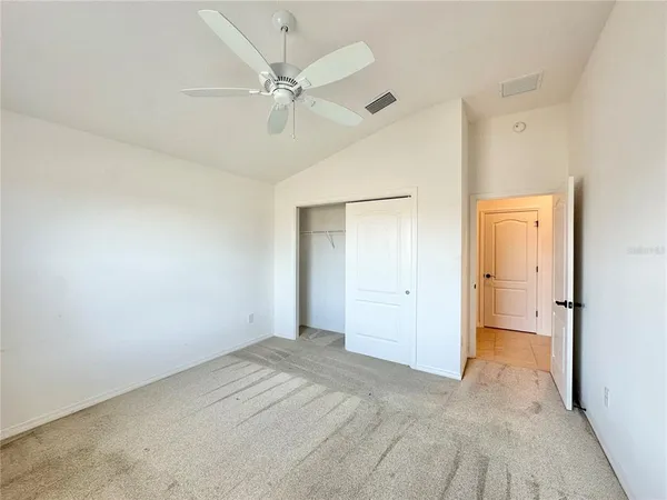 a view of a room with a window