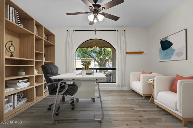 an empty room with windows