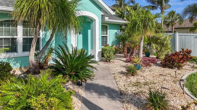 a view of a potted plant in front of a house