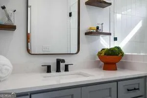 a view of a kitchen with a potted plant