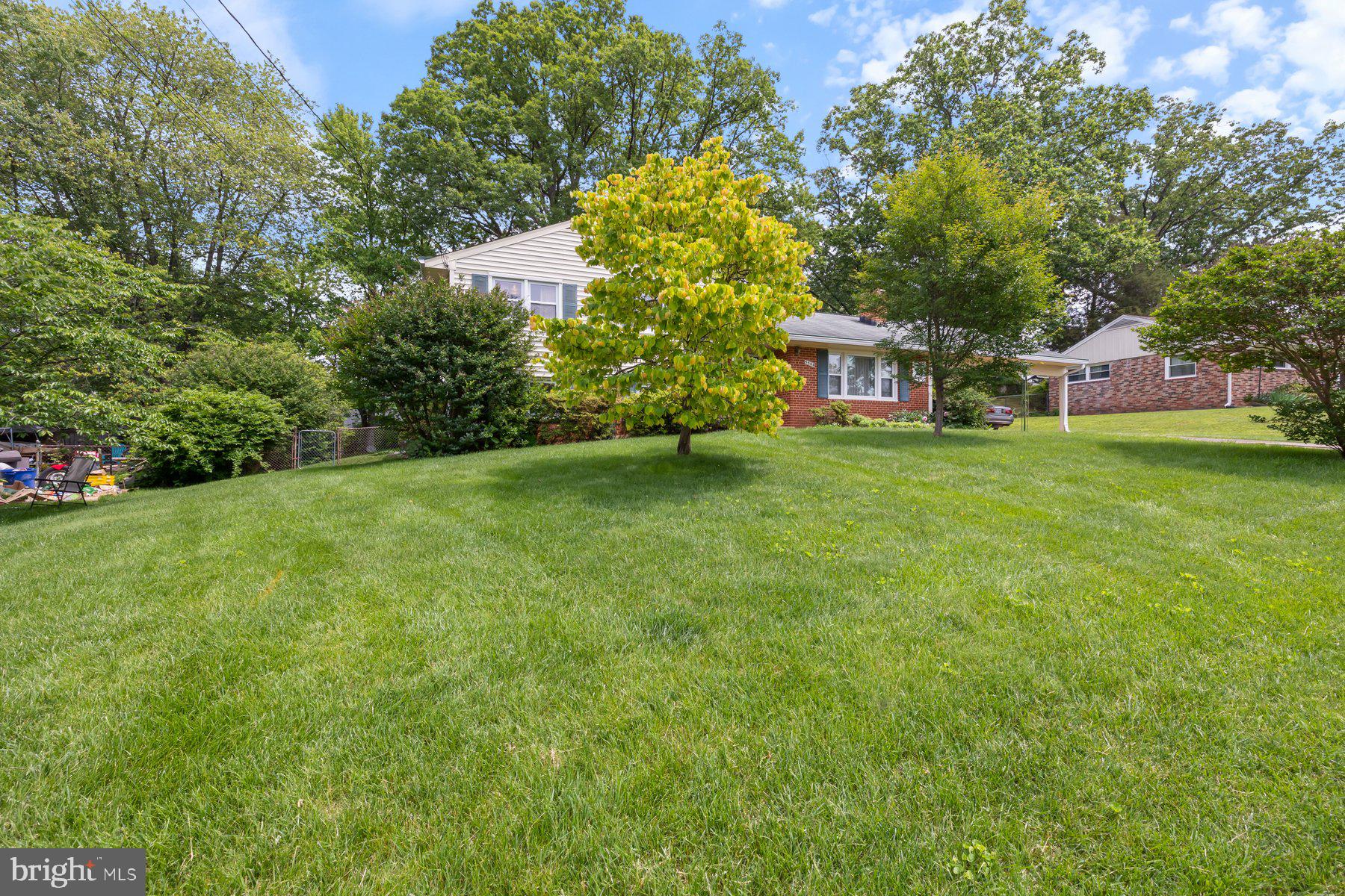 5304 Moultrie Road Springfield, VA 22151 - Photo 33 of 38 a tall yellow house with a big yard and large trees