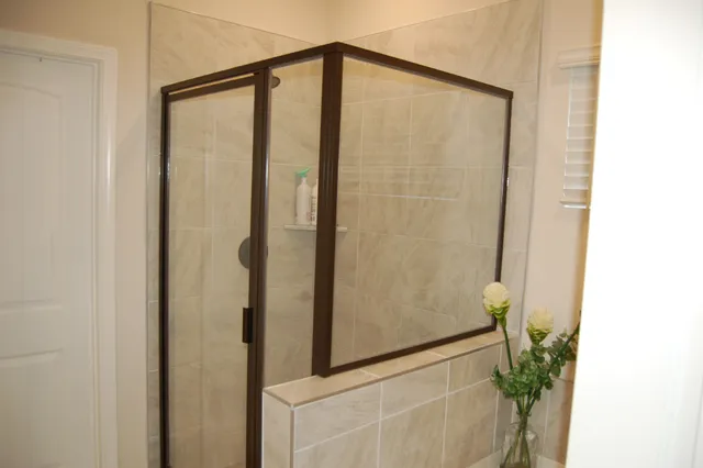 a bathroom with a bathtub