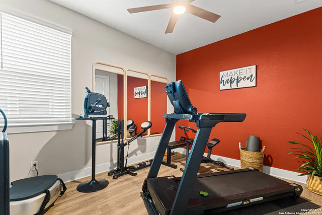 a room with gym equipment