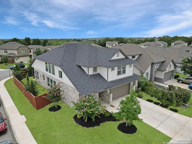 an aerial view of a house