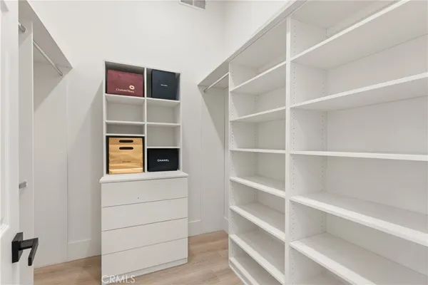 a room with a furniture and a potted plant on the wall