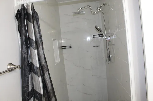 a bathroom with a shower