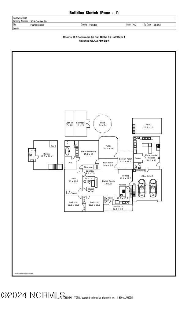 309 Center Drive Hampstead, NC 28443 - Photo 37 of 37 309 Center Dr Floor Plan