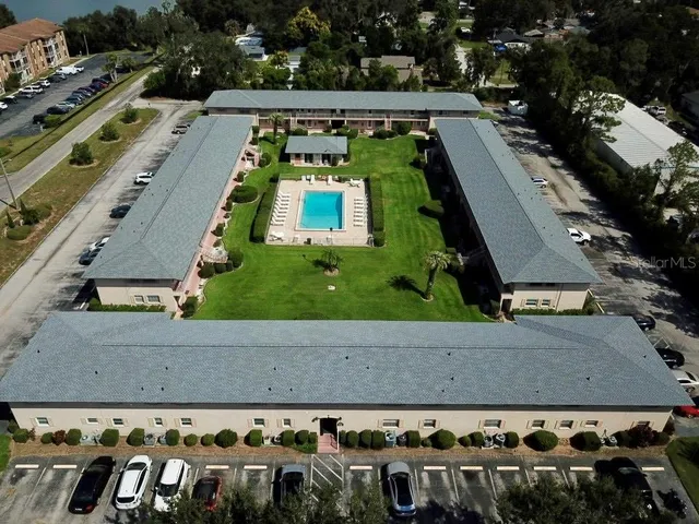 an aerial view of a house