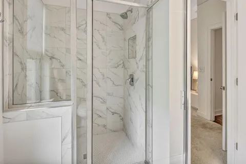 a bathroom with a shower