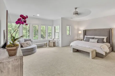 a bedroom with furniture and windows