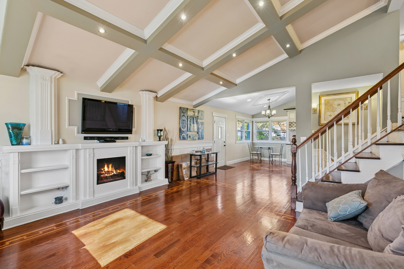 6306 Beaver Dam Road Matteson, IL 60443 - Photo 3 of 20 a living room with fireplace furniture and a flat screen tv