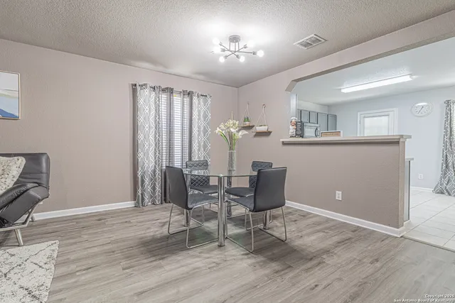 a workspace with wooden floor