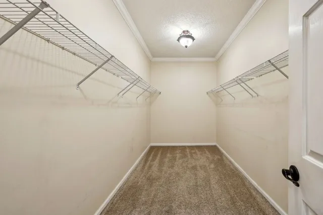 a view of a room with racks on the wall