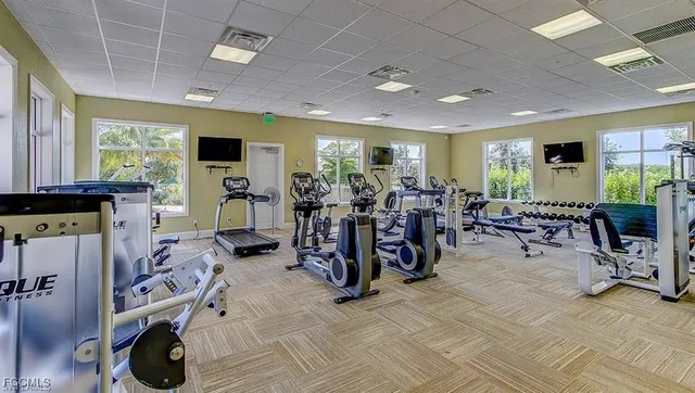 a view of a room with gym equipment