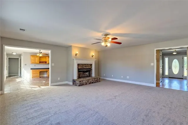 a view of a lake with a mountain