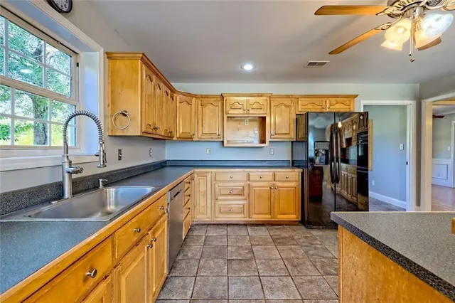 a view of a road with a yard