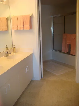 a bathroom with a sink and mirror
